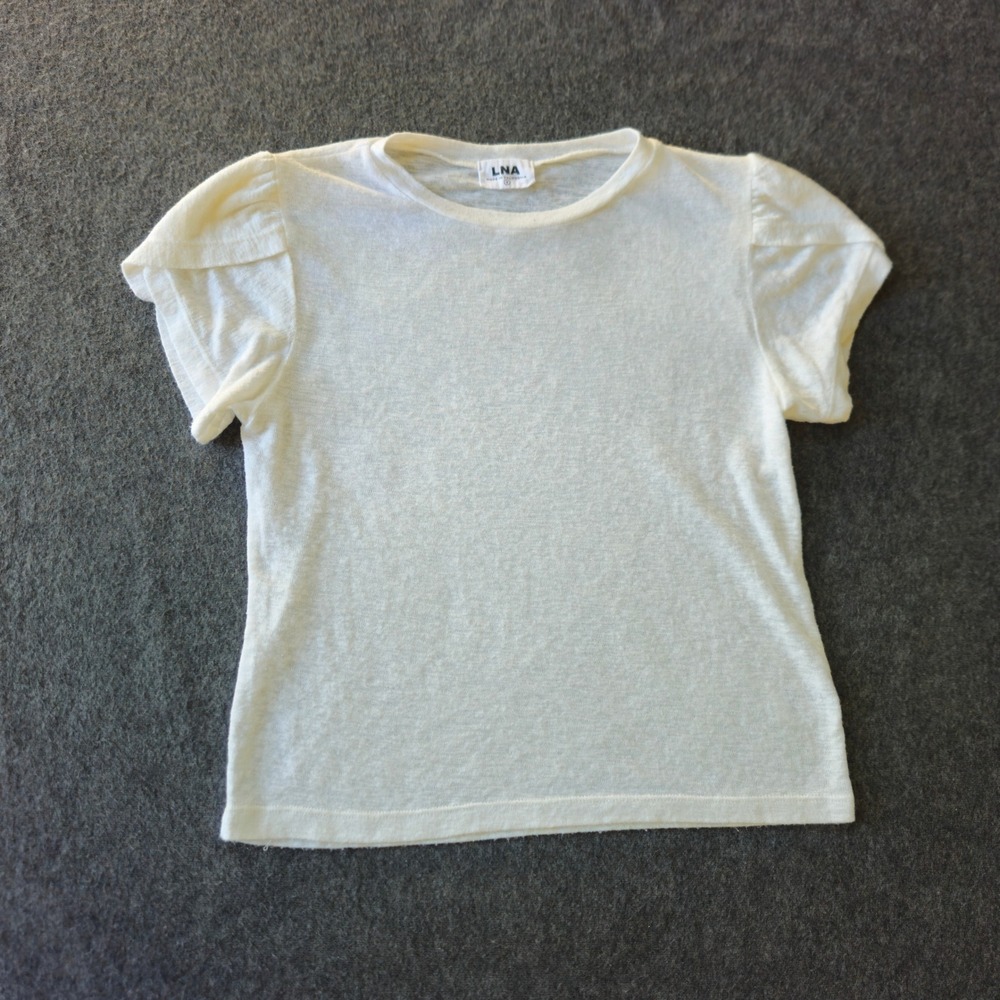 LNA White Puff Sleeve Top Small Basics Capsule Wardrobe Ethereal Staple Minimal